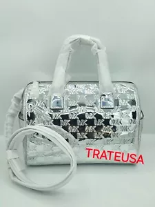 NWT Michael Kors Mason Medium Duffel Satchel Bag Metalic Silver $298 Packed - Picture 1 of 21
