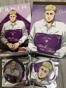 Attack On Titan Erwin Collectible Set with Pins and Postcards, Includes 4 Pieces - Picture 1 of 1
