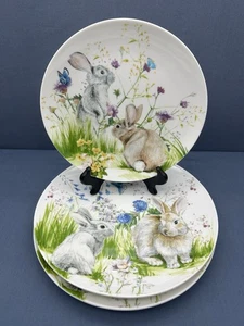 Williams Sonoma Porzellan FLORAL MEADOW ohne Goldrand 1 SALAT & 2 SPEISETELLER - Bild 1 von 13