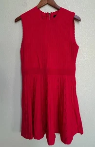 Ted Baker Kamylia Scalloped Knit Dress Women’s 5 US 10-12 Bright Red Fit & Flare - Picture 1 of 9