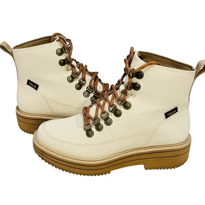TEVA Midform Botas Botín Grueso Cuero Tostado Impermeable Blanco Cisne 1123510 6 EE. UU. Foto 1 de 4