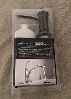 Kohler Wall Mounted Soap Dispenser Contemporary Matte Black 1895-C-BL NOB See - Image 1 of 2