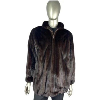 Men’s Dark Mahogany MINK Jacket, Female Pelts, Sz 2XL, Certified Vintage Fur - Image 1 of 4