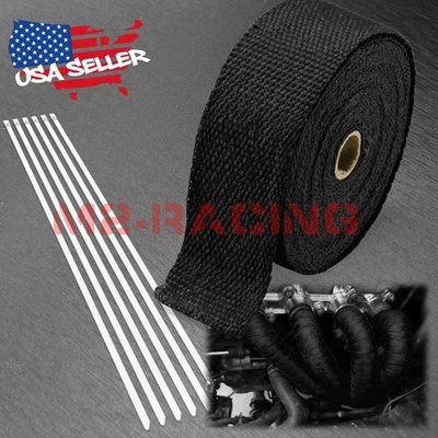 Tubo de escape negro aislamiento térmico envoltura térmica cabezal motocicleta 2" x 50' Foto 1 de 4