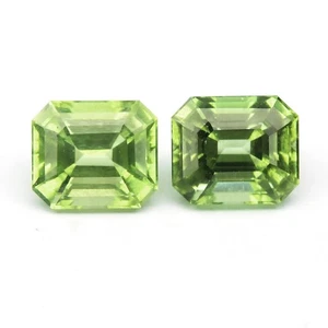 💎 Pair 2pcs/3.06ct VS Emerald Cut Natural Green Peridot - Untreated, Burma Gems - Picture 1 of 4