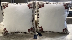 Set of 2 Ralph Lauren Roman 18" x 18" Decorative Throw Pillow Cream — $230 Each - Picture 1 of 3