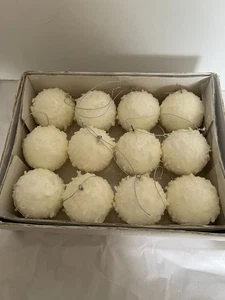 (12) Ornamenti palla di neve bianca vintage - plastica dura - Foto 1 di 2