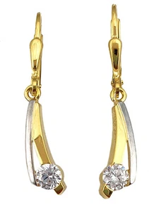Ohrhänger Zirkonia Gold 333 Ohrringe Hänger bicolor Gelbgold - Bild 1 von 3