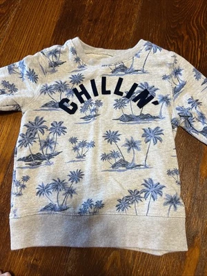 Palm Tree “CHILLIN” Oshkosh B’gosh Sz 4 Grey Sweatshirt. - Image 1 of 4