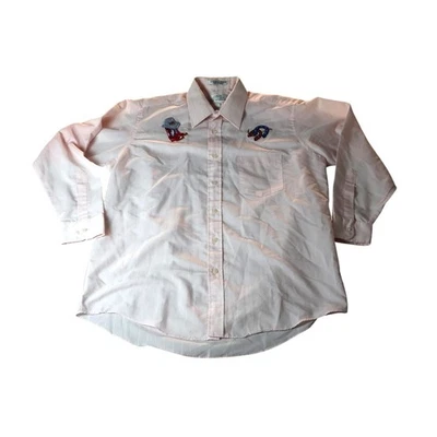 Рубашка мужская Van Heusen 16,5 с длинным рукавом вестерн вышитые ковбойские сапоги подкова - Изображение 1 из 4