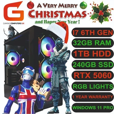 REDUCED PRICE FOR XMAS PC I7 6th 32GB 1TB+240 SSD/RTX 8GB 5060 W11 FREE DELIVERY - Image 1 of 4