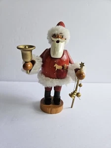 Affumicatore di incenso tedesco in legno Babbo Natale vintage con campana e stella - Foto 1 di 11