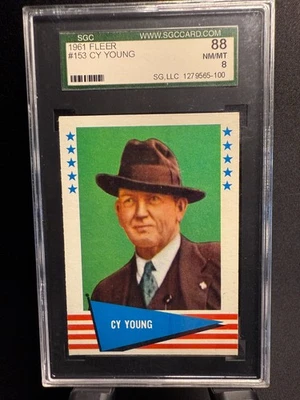 Fleer Baseball Greats 1961 #153 Cy Young Hof Cleveland SGC 8 Foto 1 de 2