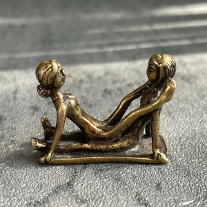 Vintage Chinese Brass Erotic Figurine Antique Handcrafted Miniature Asian Art - Picture 1 of 7