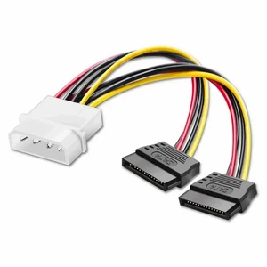 SATA Stromkabel 4-Pin Molex auf 2x S-ATA 15 Pin Buchse Adapter für PC, 20 cm - Afbeelding 1 van 6