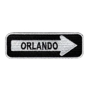 ORLANDO ONE-WAY SIGN EMBROIDERED IRON-ON PATCH applique FLORIDA SOUVENIR ROAD - Picture 1 of 1
