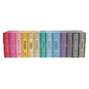 WS Game Company Set of 13 Vintage Bookshelf Linen Book Board Game Collection New - Picture 1 of 7