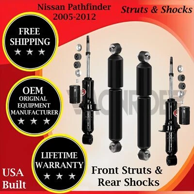 Apoio de suspensão dianteiro e amortecedor traseiro Monroe OEM para 2005-2012 Nissan Pathfinder Lifetime War - Imagem 1 de 4