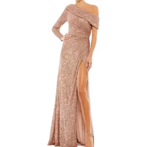 IEENA FOR MAC DUGGAL Sequined Drop Shoulder Faux Wrap Gown Women's Size 2 - Picture 1 of 4