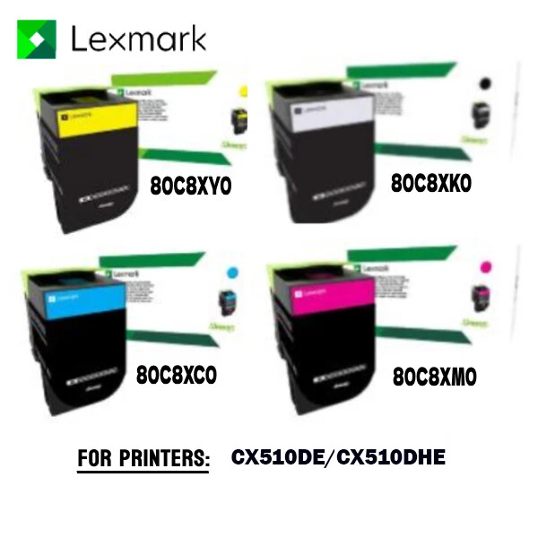 Genuine Lexmark Extra High Yield Return Toner Cartridges 808XM/808XY/808XC/808XK - Image 1 of 1