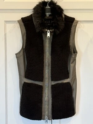 G.I.L.I. Women’s Winter Vest Size 4 Double Slide Zipper Faux Fur Gray / Black - Image 1 of 4