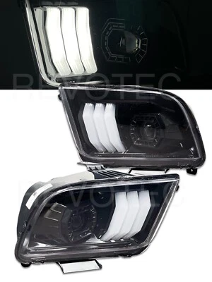 Faróis projetores barra de LED preto G4 para 2005-2009 Ford Mustang par - Imagem 1 de 4