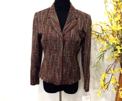 SAGHARBOR женщин коричневый твид акриловая смесь блейзер куртка размер 6P новый - Изображение 1 из 4