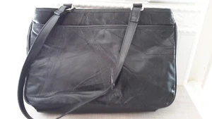 Markenlose Handtasche Vintage Schwarz Leder? Handtasche Schulranzen Taschen Doppelgriff - Bild 1 von 11