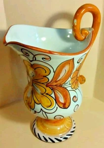 Vintage Italian Art Pottery ~ Hand Painted, Artist Signed Pitcher - KBNY ITALY - Picture 1 of 6