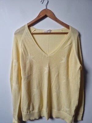 Hush Thin Knit Star Pattern Oversized Jumper Top Sz Xs Yellow - Image 1 of 4
