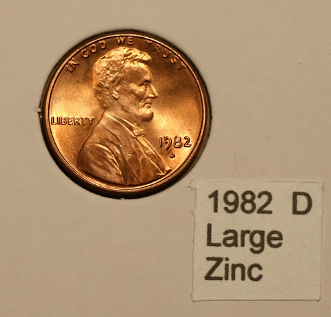 1982 D large date zinc Lincoln Memorial Cent  BU Cover