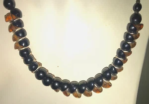 Adjustable Art Deco Necklace, Glass & Plastic Beads with Old C Clasp- 16" Long - Picture 1 of 7