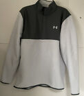 UNDER ARMOUR mens 1/4 snap button  pull over fleece jacket  Gray /white Size XL