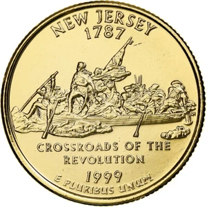 [#375894] United States, Quarter, New Jersey, 1999, U.S. Mint, golden, Copper-Ni - Picture 1 of 2