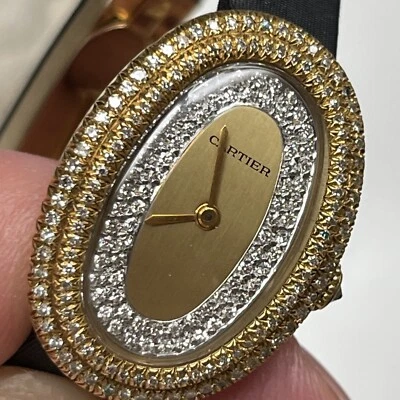 CARTIER Baignoire K18 YG Diamond Leather 18K Yellow Gold Women Watches Watch - Image 1 of 4