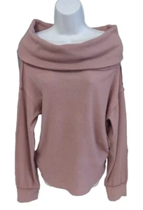 Free People We The Free Waffle Knit Sweater Woman's Small Cowl Neck Purple Top - Picture 1 of 6