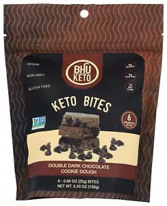 Bhu Foods Keto Bites Double Dark Chocolate Cookie Dough 5.29 Oz Pack Of 1 - Picture 1 of 4