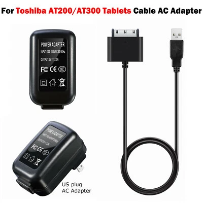 For Toshiba AT300/AT200 Tablets USB Charger Sync Cable Power Cord &US AC Adapter - Image 1 of 4