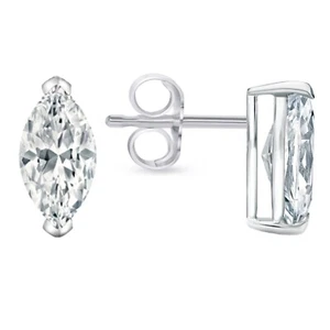 IGI F/VS 2.50 Ct Marquise Lab Created Grown Diamond Earrings 14K White Gold Push - Picture 1 of 3
