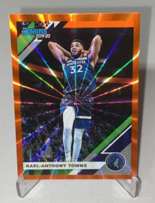 2019-20 Panini Donruss Karl-Anthony Towns Orange Holo Laser #123 Timberwolves - Image 1 of 4