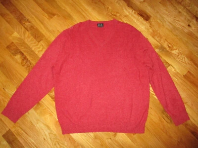 Men's Jos A Bank Executive Collection Rusty Red 100% Cashmere V-neck Sweater L - Image 1 of 4