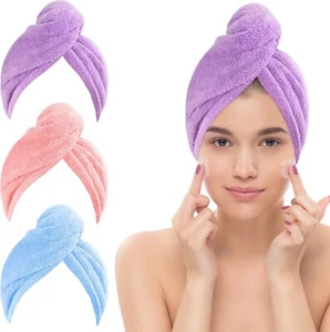 Hair Towel Wrap, Microfibre Wrap Hair Towel with Button Super Quick Absorbent An - Picture 1 of 4