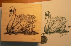 Swan rubber stamp WM 2.5x2" P30 - Picture 1 of 2