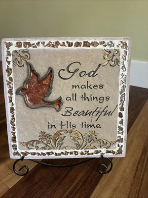 God Makes All Things Beautiful In His Time Decorative Plaque With Stand - Image 1 of 4