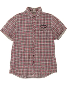 GUESS Camicia Uomo Manica Corta Flanella XL Rosso Quadri Lino CD12 - Foto 1 di 3