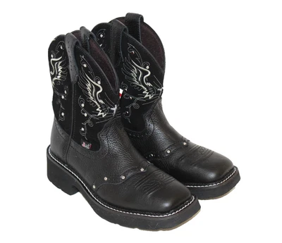 Женские ковбойские сапоги Justin Gypsy GY9977 черные с вышивкой и заклепками размер 7 B - Изображение 1 из 4