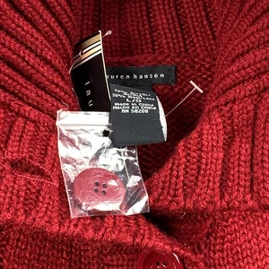 Suéter Lauren Hansen Talla Grande Borgoña Botón Cuello Alto Mezcla Lana Nuevo S3 - Imagen 1 de 16