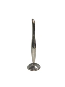 MCM 7.75" Silver Bud Vase Thin Metal Skinny Angled Midcentury Modern Decor - Picture 1 of 8