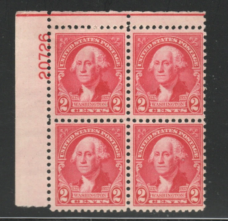 ALLY'S US Plate Block Scott #707 2c G. Washington [4] MNH pencil on back [Q-6c] - Image 1 of 1