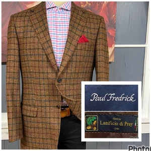 Paul Fredrick Tweed Blazer Mens 42L Long Classic Fit Wool Brown/Red/Navy/Black - Picture 1 of 12